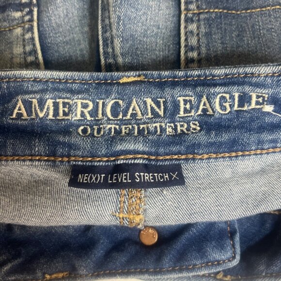 American Eagle Distressed Denim Shorts Size 0 Blue Next Level Stretch Cutoffs - Picture 10 of 14